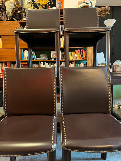 Lot de 4 Chaises Roche Bobois Cuir Chocolat Design Contemporain