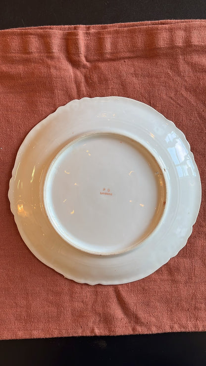 Paire assiettes Limoges peintes main faisans signées Fredy 24,5 cm