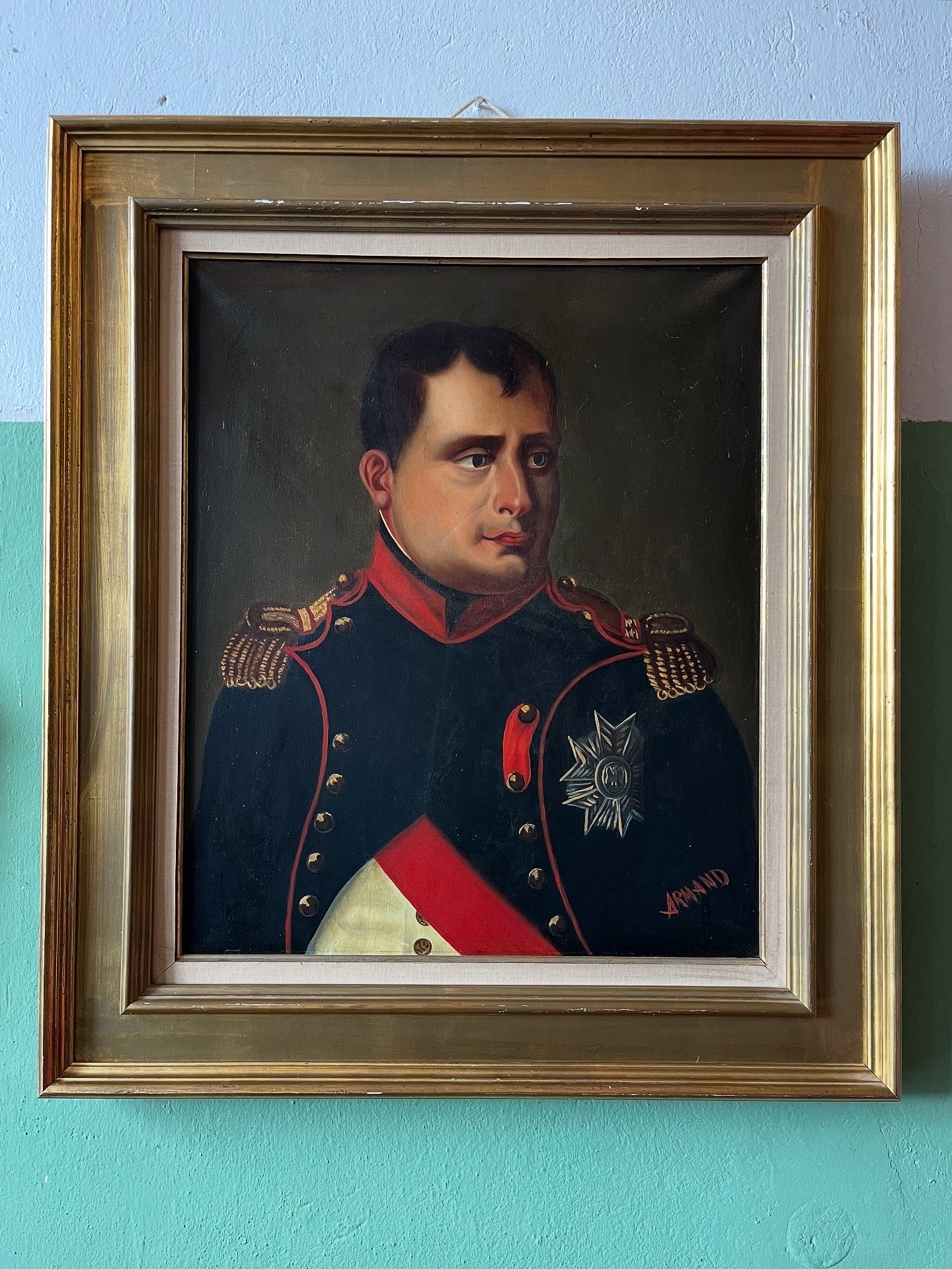 Grande huile sur toile Napoléon signée Armand
