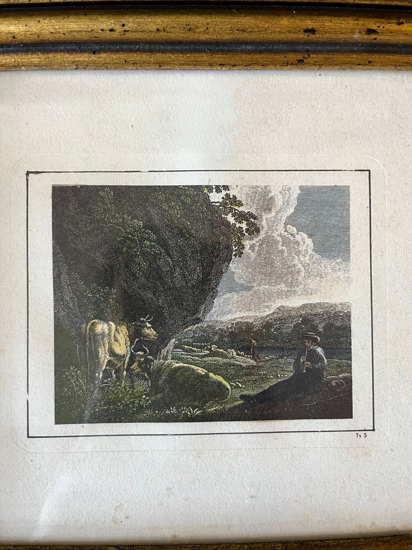 Paire de petites gravures anciennes encadrées paysages