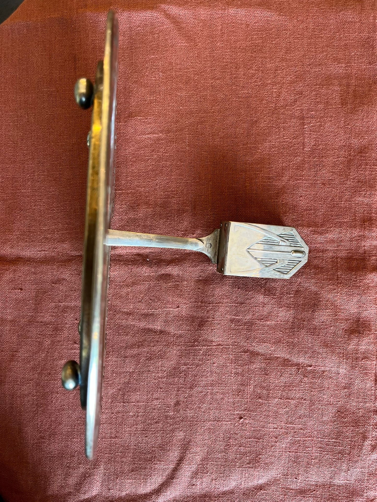 Vide-poche Art déco en métal argenté avec porte-cartes, années 1930