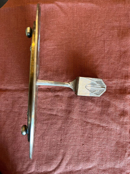 Vide-poche Art déco en métal argenté avec porte-cartes, années 1930