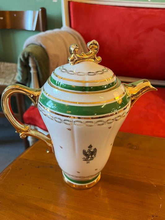 Cafetière Napoléon Empire porcelaine française couverte vintage