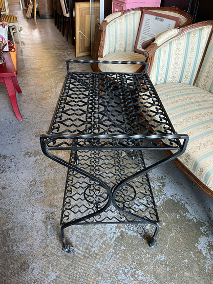 Desserte Roulante Fer Forgé Porte Plantes Table Bar Vintage à Roulettes