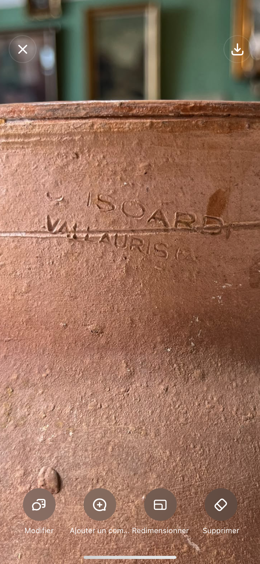 Ancien pot à graisse Isoard Vallauris en terre cuite à deux anses