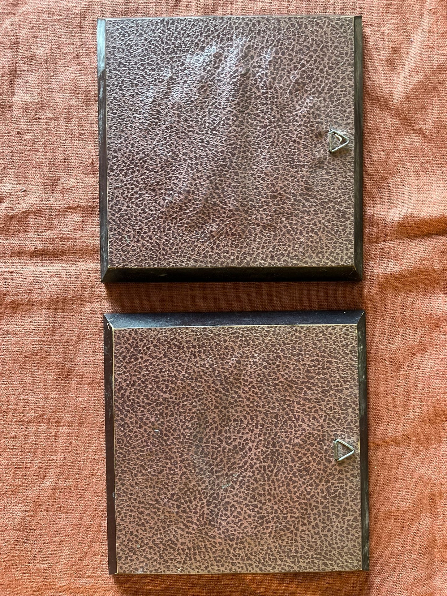 Paire de cadres vintage au point de croix oiseaux et fleurs