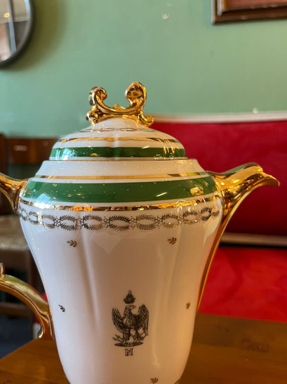 Cafetière Napoléon Empire porcelaine française couverte vintage