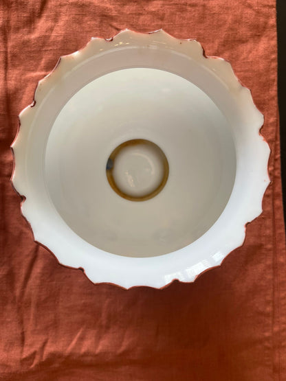 Vase ancien opaline peinte main décor floral émaillé