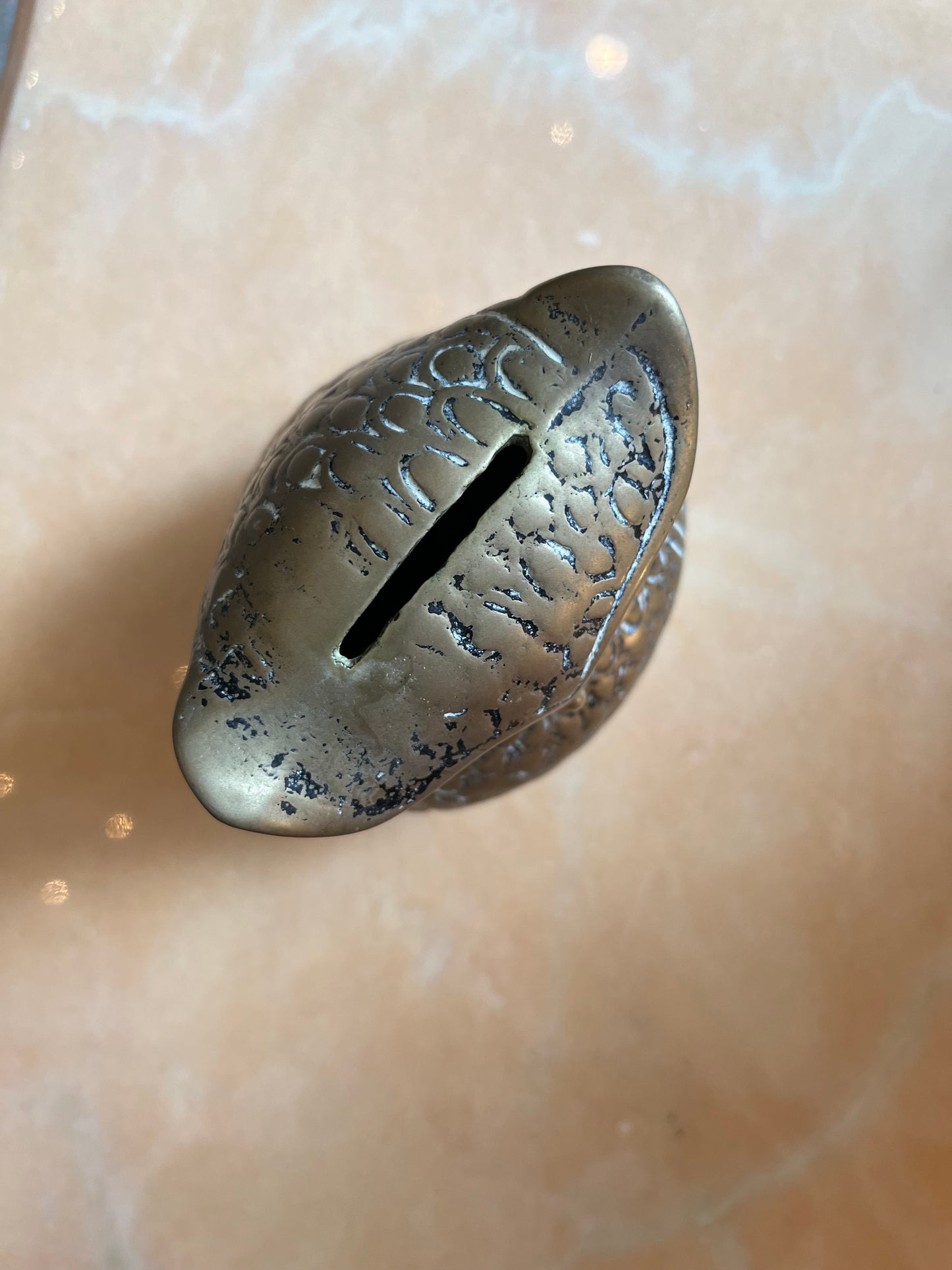 Tirelire forme de chouette en bronze doré