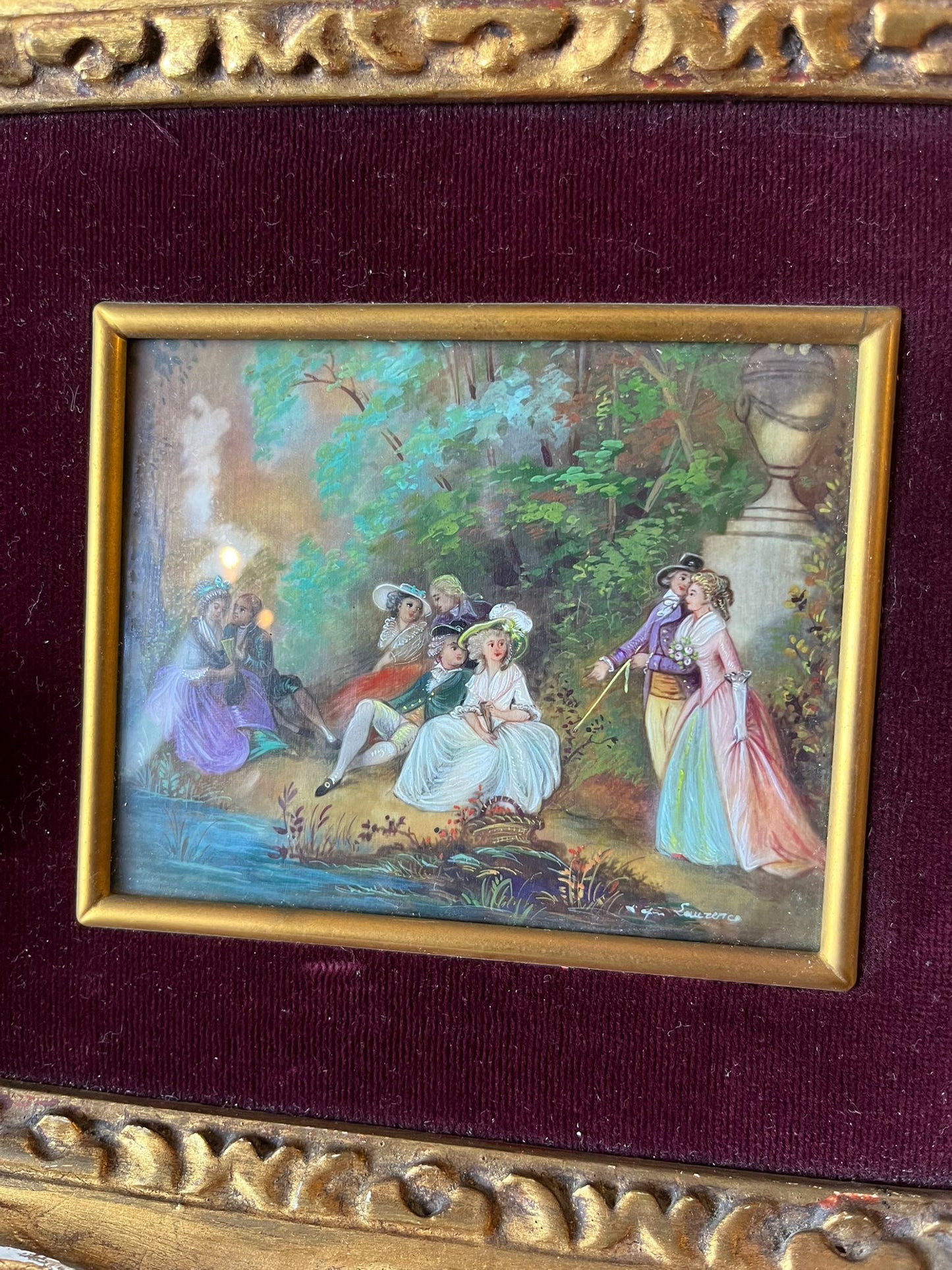 Miniature romantique d’après Laurence dans cadre doré