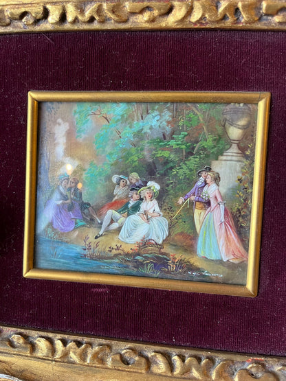 Miniature romantique d’après Laurence dans cadre doré