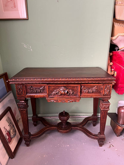 Table de jeu ancienne bois sculpté plateau feutrine