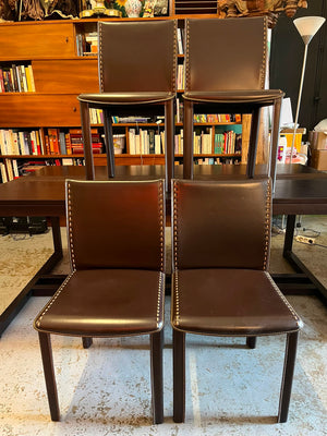 Lot de 4 Chaises Roche Bobois Cuir Chocolat Design Contemporain