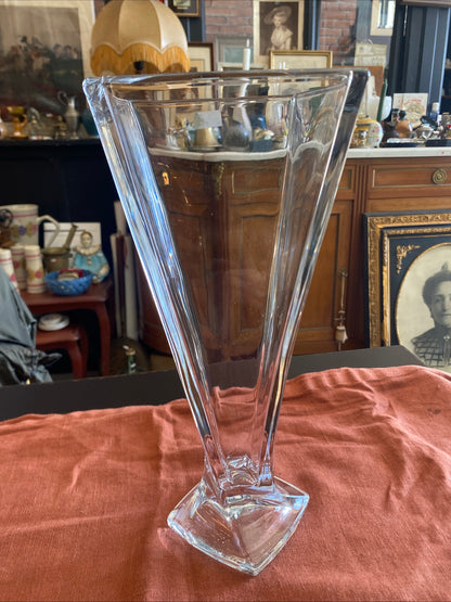 Grand vase Cristal Bohemia design vintage verre épais tchèque