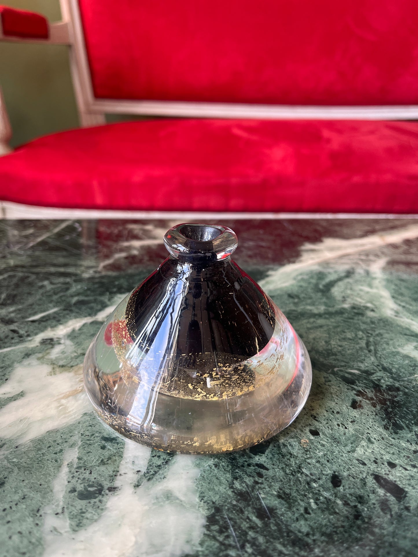 Vase Ou Presse Papier Sulfure En Verre Soufflé Murano