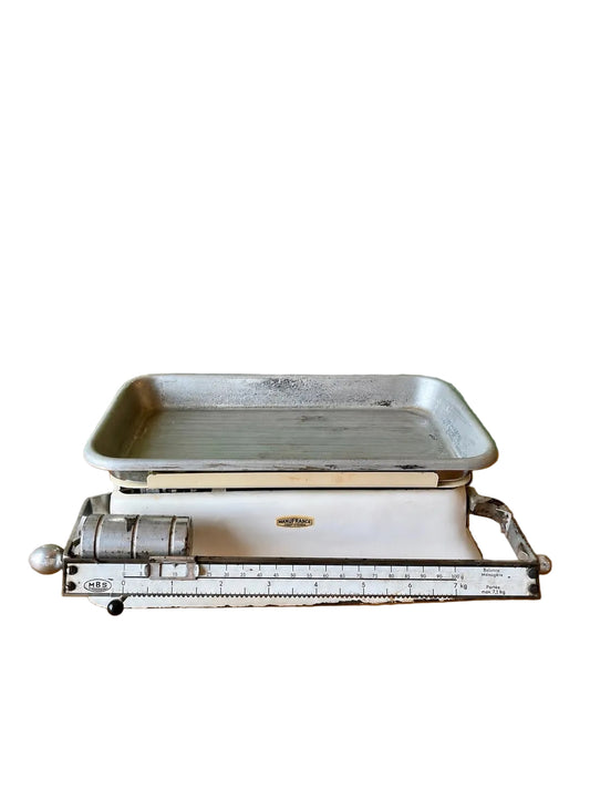 Balance ménagère Manufrance MBS 7 kg ancienne avec plateau émaillé
