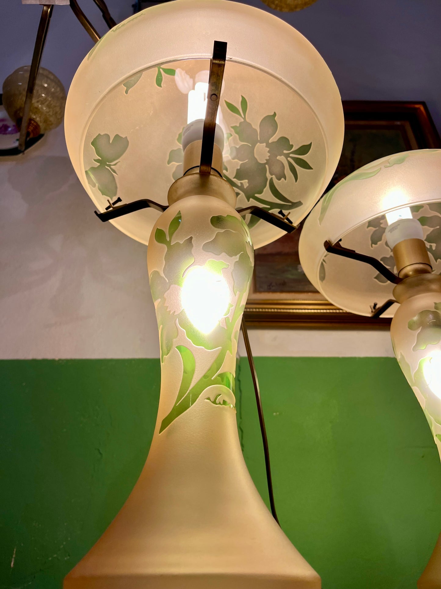 Paire de lampe de Vianne verre soufflé