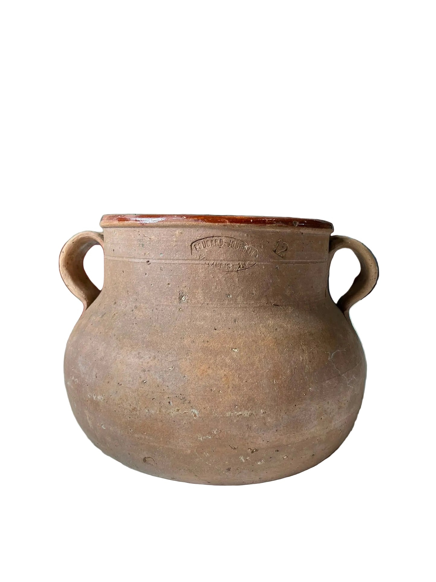 Ancien pot à graisse Foucard-Jourdan Vallauris 12 L en terre cuite vernissée