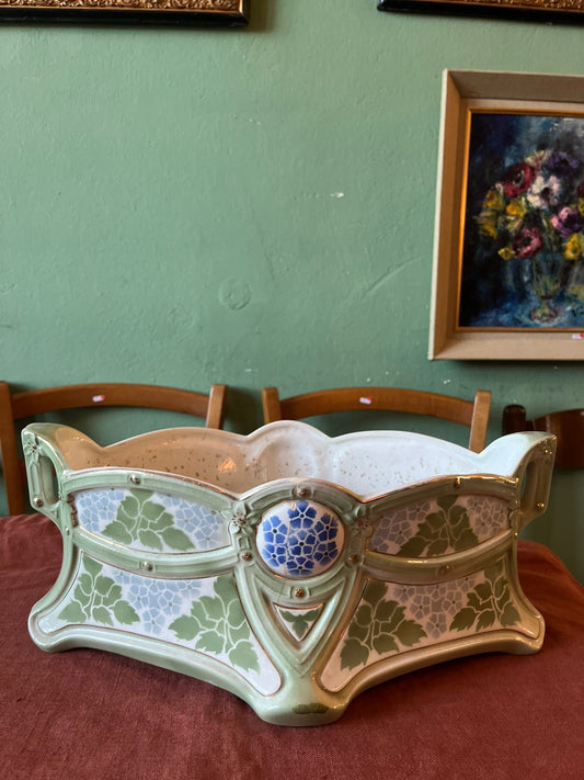 Jardinière Art Nouveau Keller & Guérin Lunéville décor végétal