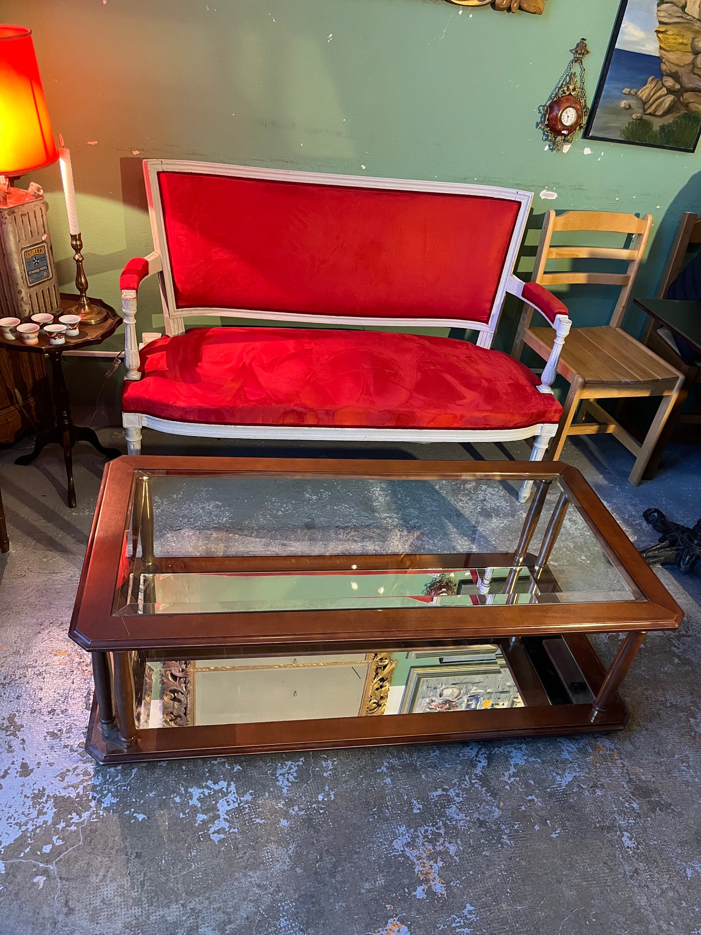 Table basse bois et verre