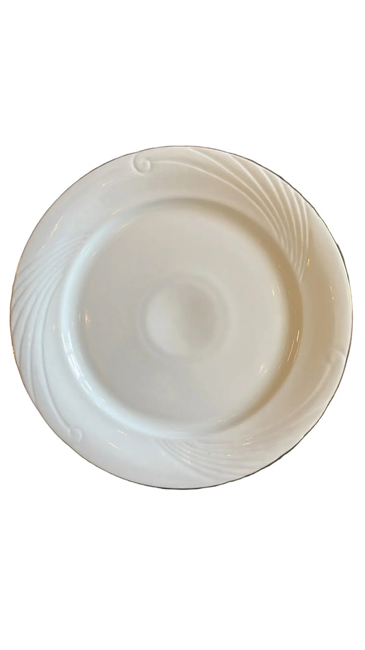 grand plat rond en porcelaine blanche Art déco – 29,5 cm