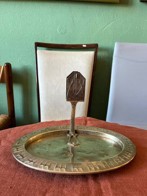 Vide-poche Art déco en métal argenté avec porte-cartes, années 1930