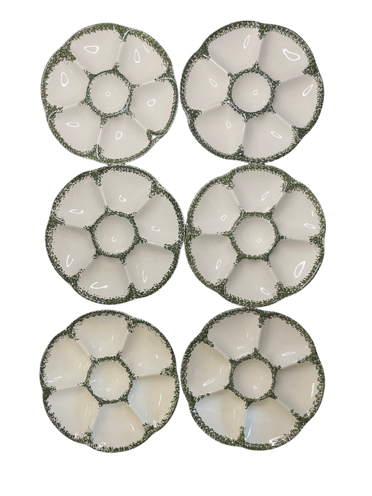 Lot de 6 assiettes à huîtres GIEN FRANCE