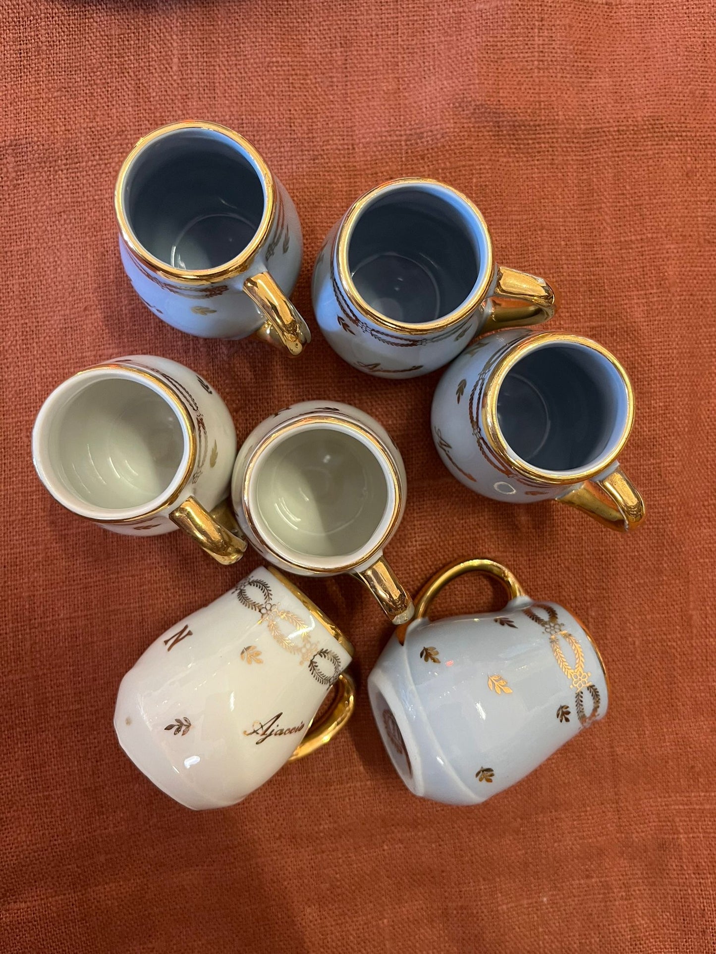 Service liqueur Napoléon Joséphine Ajaccio porcelaine France plateau 6 tasses