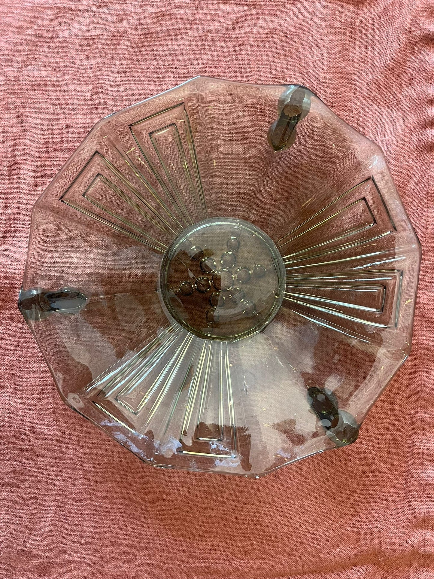 Grande coupe Art Déco en verre fumé