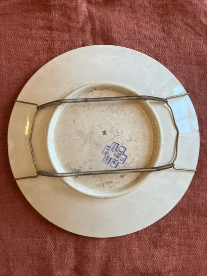 Paire d’assiettes parlantes U&C Sarreguemines Perse proverbes chiens XIXe