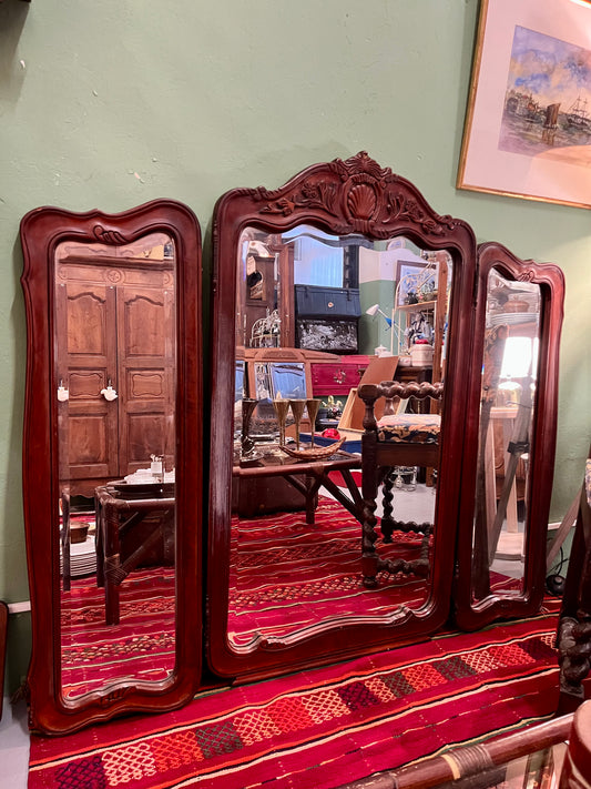 Miroir biseauté triptyque en bois
