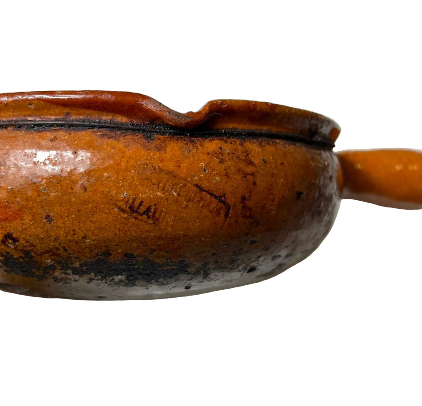 Ancienne casserole en terre vernissée Vallauris avec bec verseur