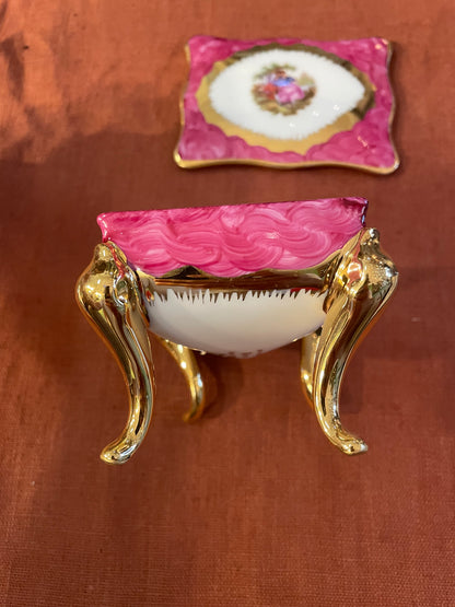 Boîte à bijoux en porcelaine de Limoges rose et dorée – Danijor