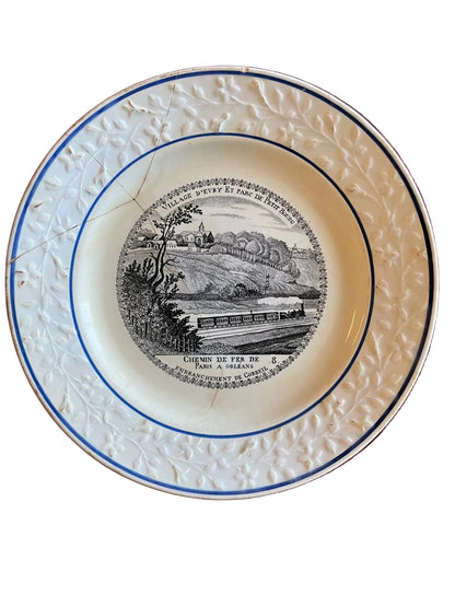 Assiette ancienne terre de fer chemin de fer Paris Orléans – Évry Corbeil XIXe