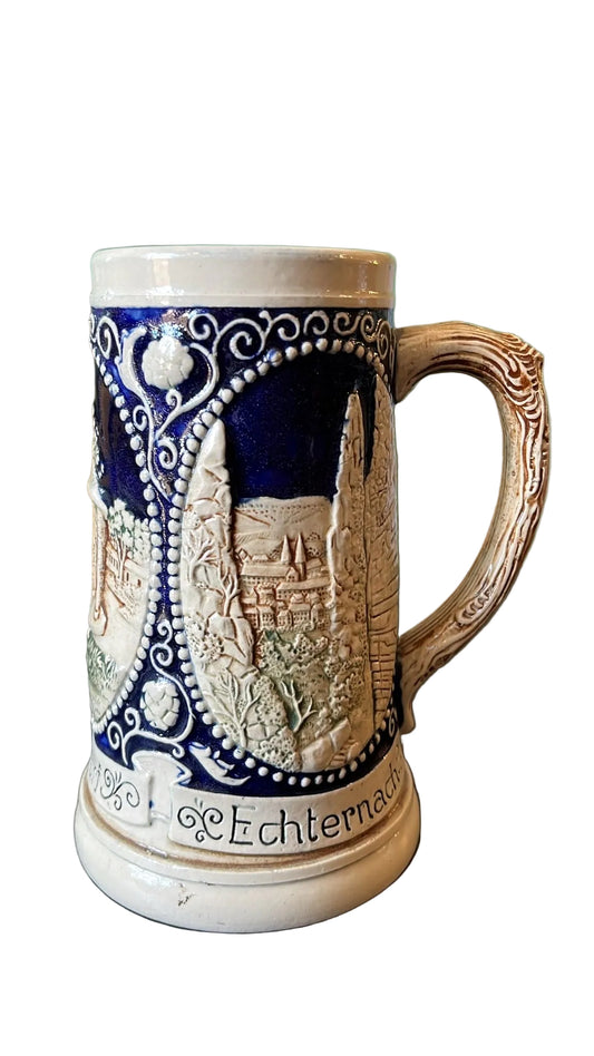 Chope bière grès Luxembourg Mondorf Echternach Vianden vintage 16,5 cm