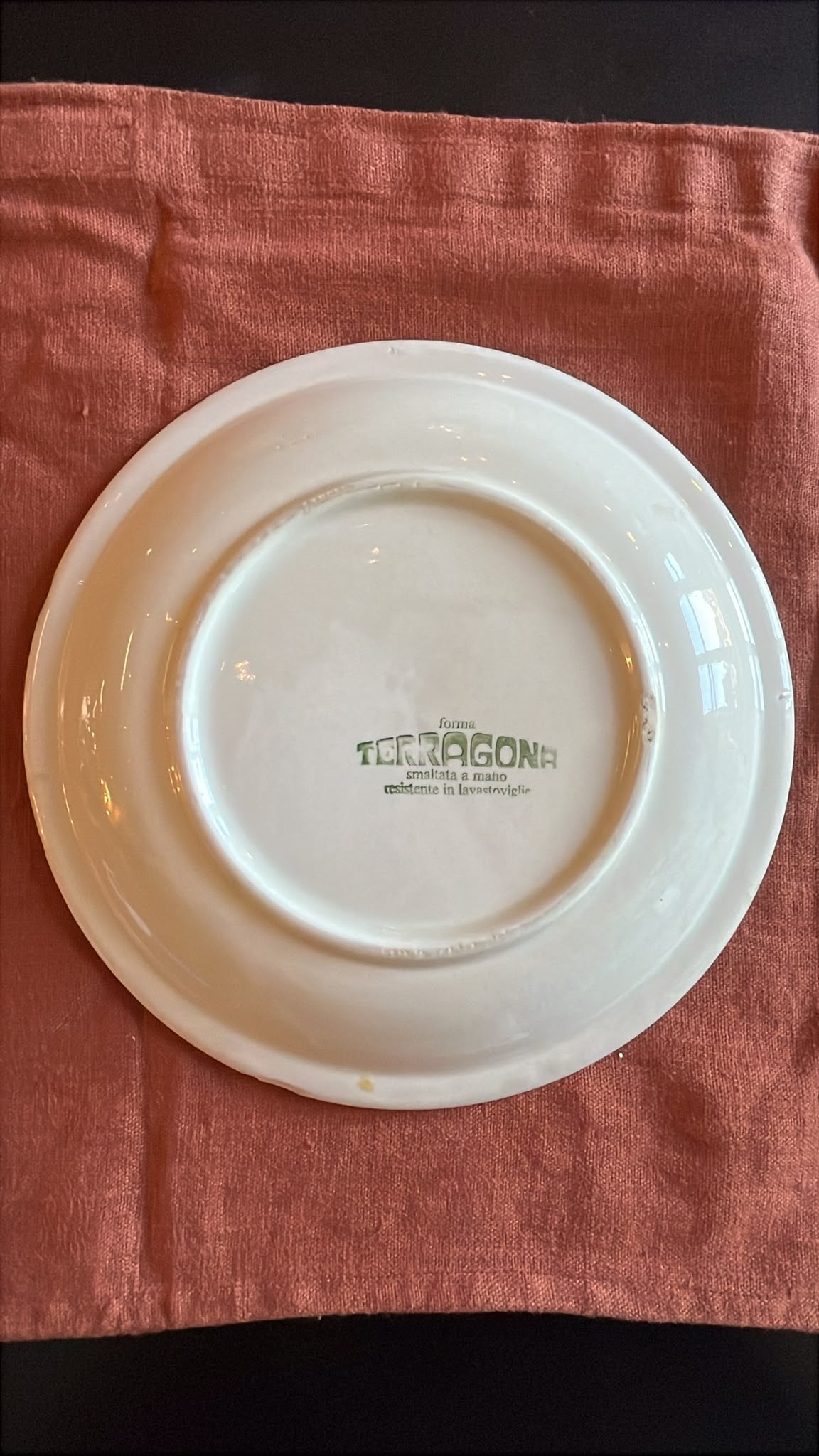 Plat mural Terragone Italie céramique fleur orange peint main vintage 25 cm