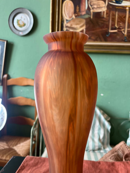 Grand vase en pâte de verre marbrée brun ambré – XXe siècle
