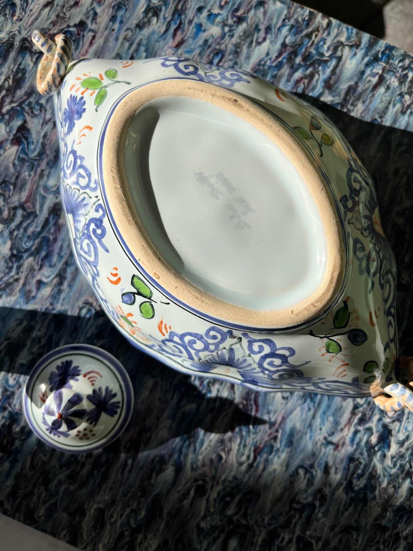 Encrier porte plumes Delft décor fait main