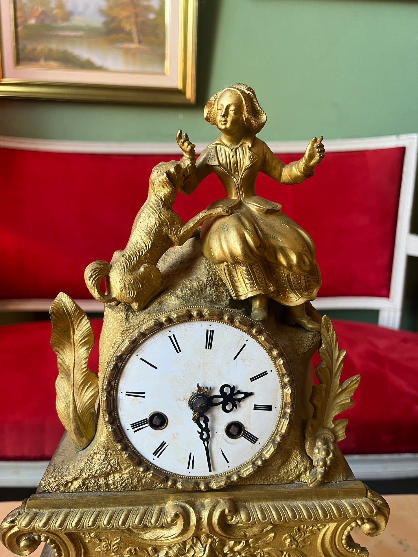 Ancienne pendule horloge en bronze doré