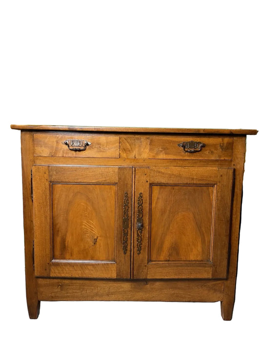 Buffet ancien en noyer massif 2 portes 2 tiroirs XIXe siècle campagne