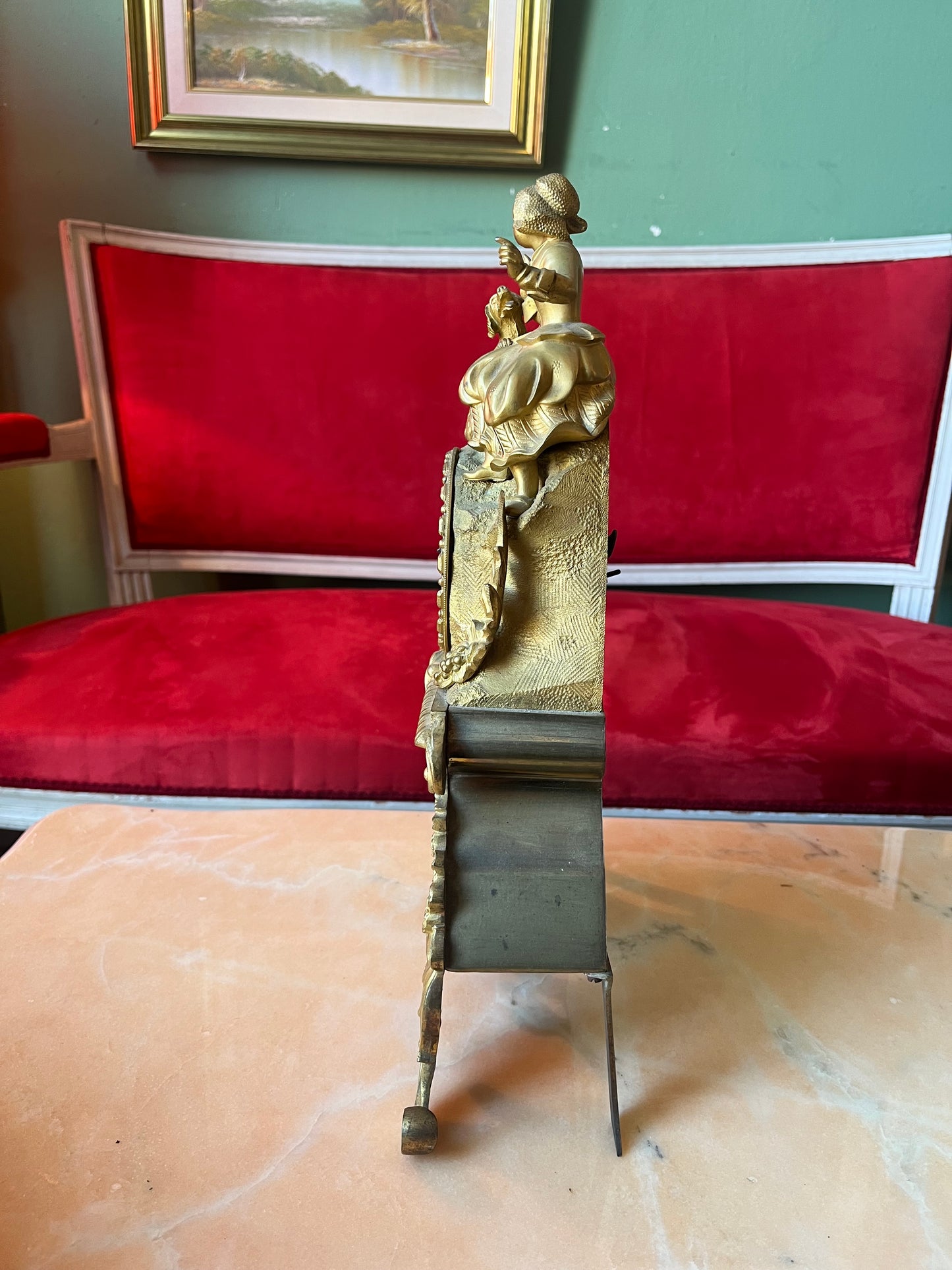 Ancienne pendule horloge en bronze doré