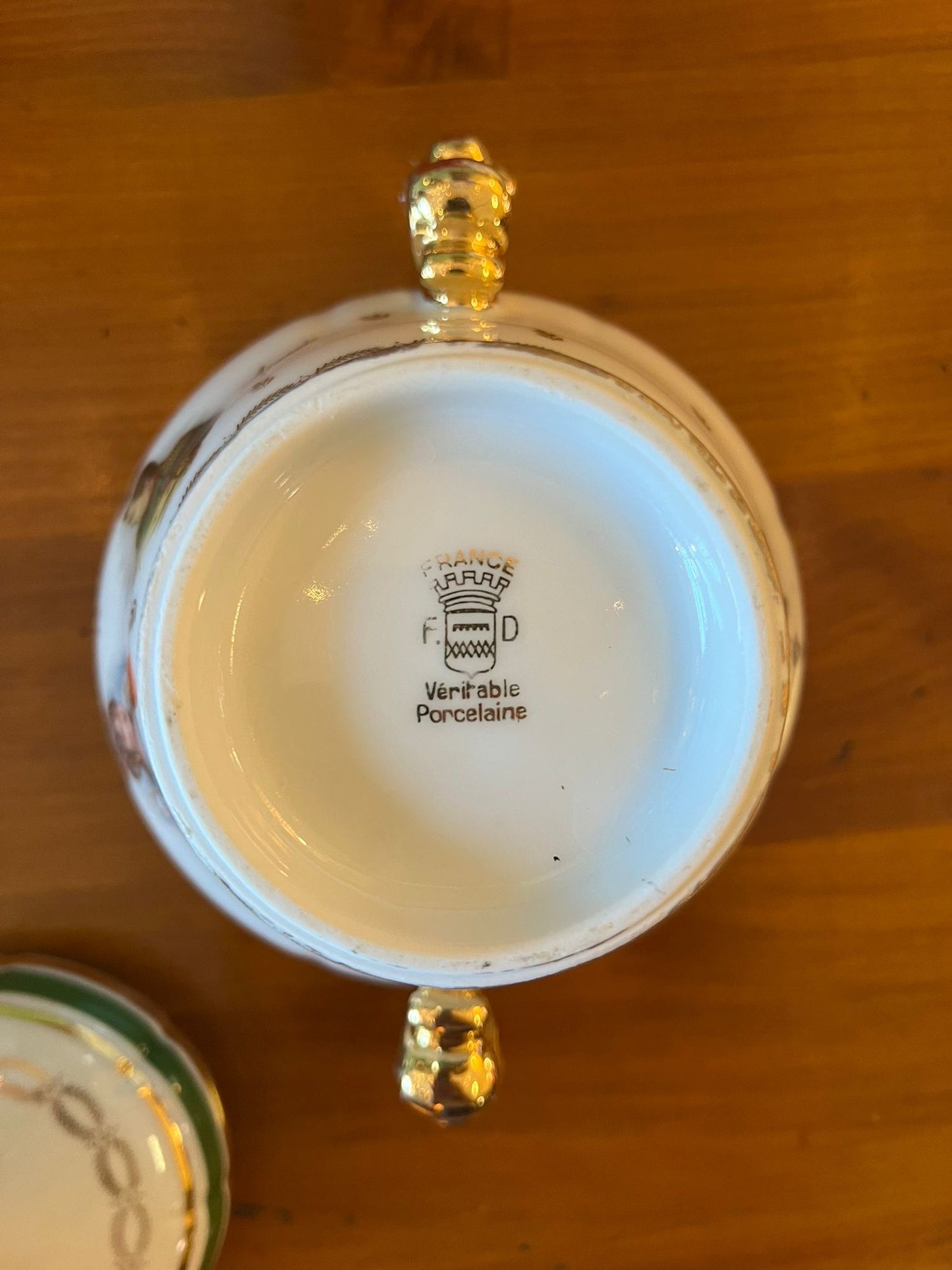 Bonbonnière Napoléon Joséphine porcelaine française couverte vintage