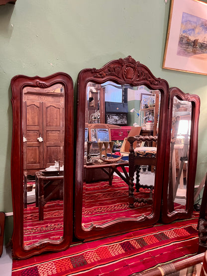 Miroir biseauté triptyque en bois