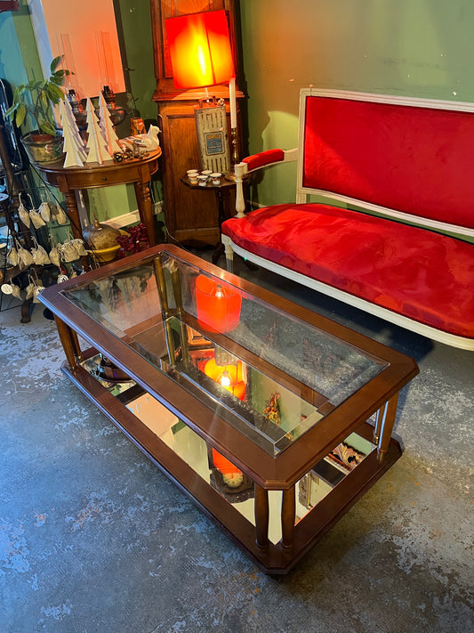 Table basse bois et verre