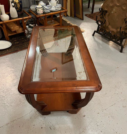 Table basse en bois et verre art déco