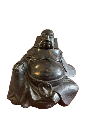 Bouddha rieur Budai noir – sculpture décorative asiatique