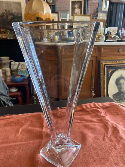 Grand vase Cristal Bohemia design vintage verre épais tchèque