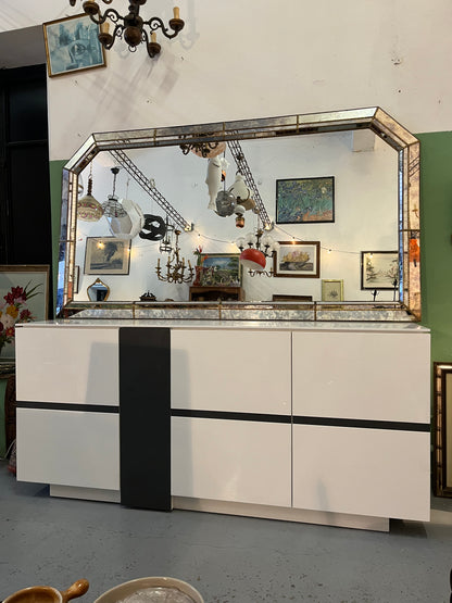 buffet moderne laqué blanc et gris