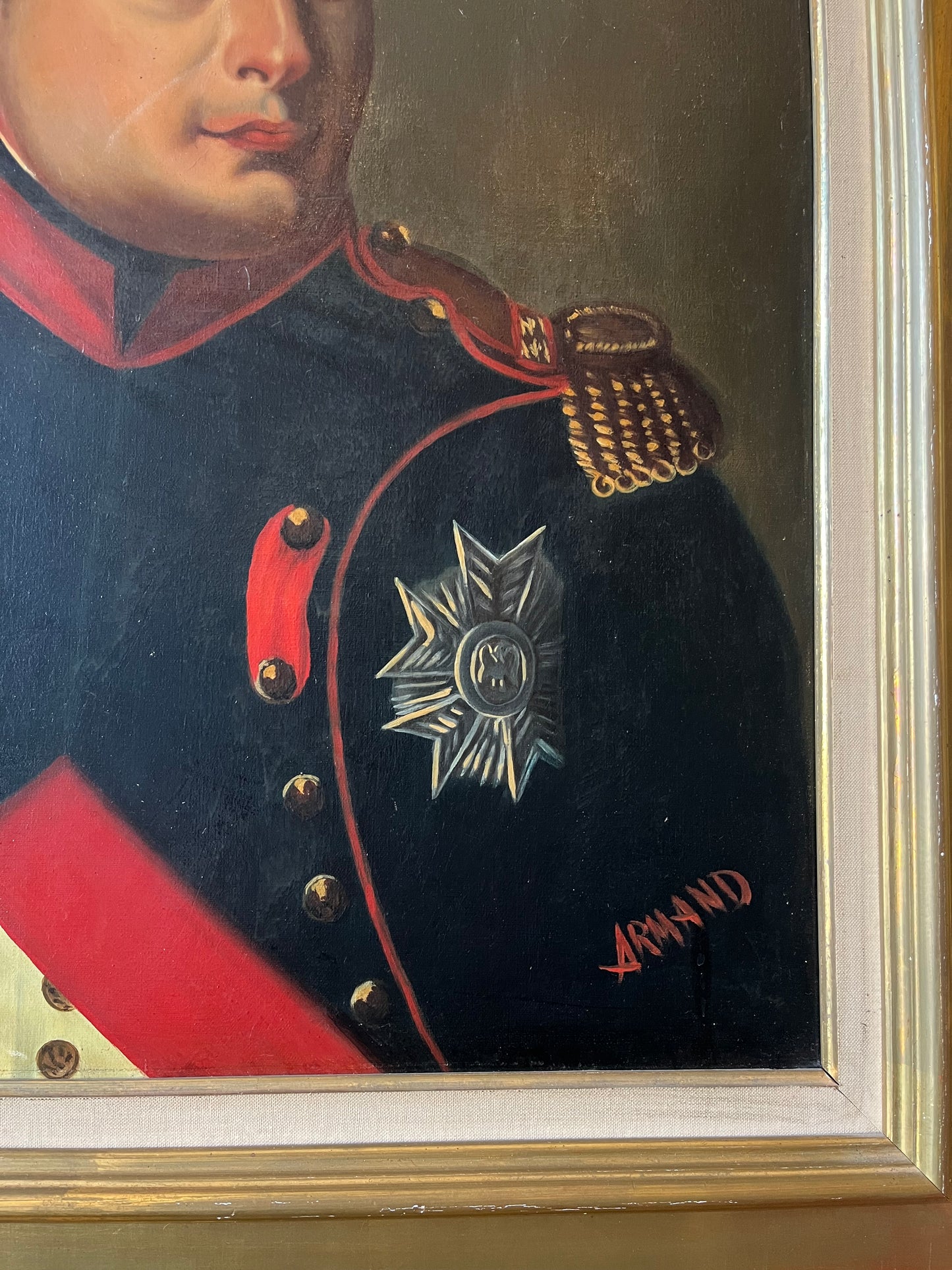 Grande huile sur toile Napoléon signée Armand