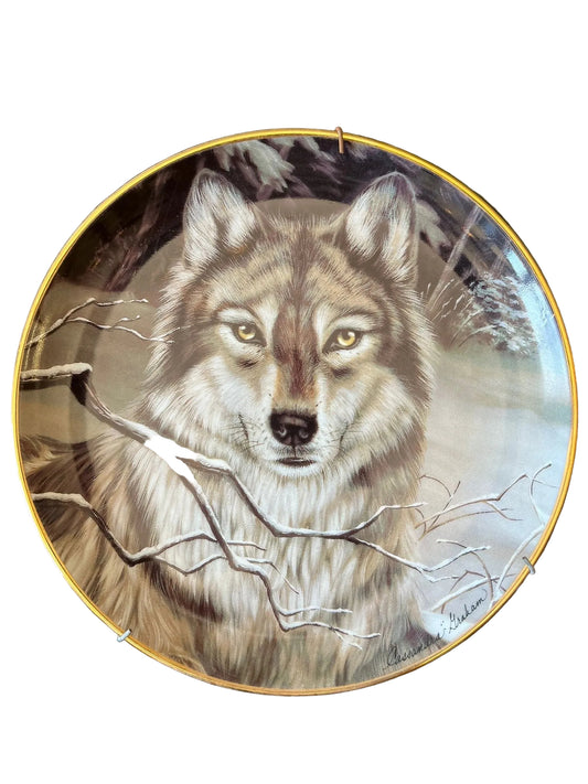 Assiette décorative Franklin Mint « Call of the Wild » Cassandra Graham loup 1995